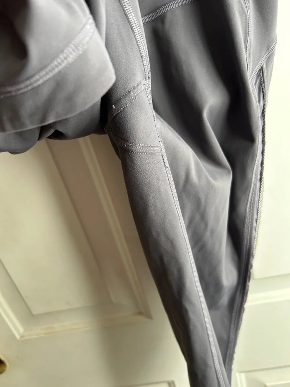 Lululemon Mesh Panel Crop Leggings Size 10 Gray Purple Athleisure Yoga Gym